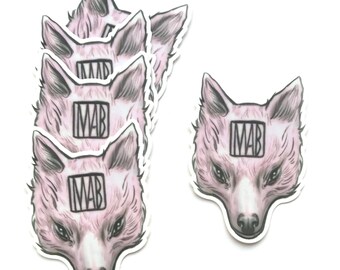 Howl and Hide logo Mab Pink Wolf - vinyl sticker - by Mab Graves -