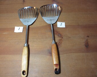 Vintage Ekco Kitchamajig Slotted Spoon with Wooden Handle, Whisk, Kitchen Utensil, See Description
