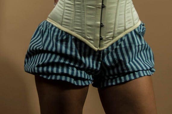Custom Stripe Mini Micro Bloomers - Blue - Made to Order by XXXavia steampunk buy now online