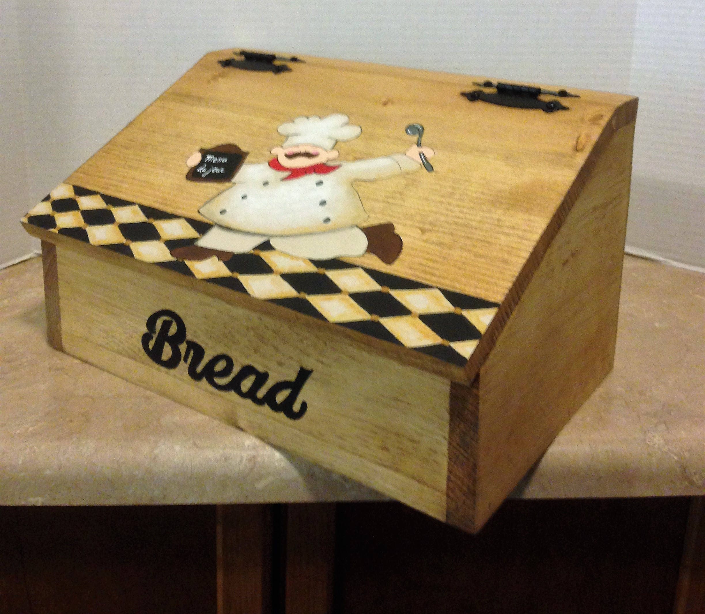 Bread Box, Wooden Bread Box, Chef Decor, Chef Kitchen Decor, Country