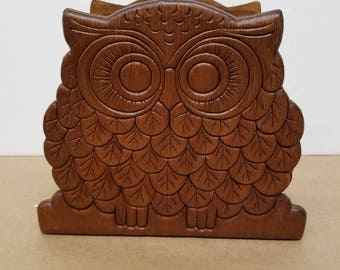 Vintage Wooden Owl Napkin Holder