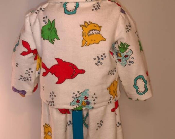 Colorful shark print boy doll pajamas fits 18 inch dolls like American girl or boy