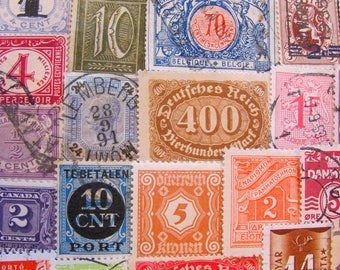 Numbers 50 Vintage Postage Stamps Numerical Antique Countdown Math Address Birthday Calendar Save the Date Revenue US Worldwide Philately