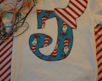 Initial Birthday Shirt for Children / Cat N The Hat Birthday / Dr. Seuss Birthday