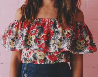 Señorita top // made from vintage barkcloth