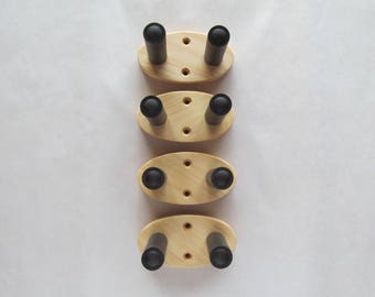 Plain ukulele wall mount hangers, hook, 4 pack. Wood grain will vary