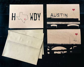 Austin Texas Lover's set of 3 note cards
