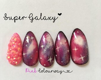 Super Galaxy Fake nail set x12 You choose colour! Press on nails
