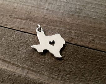 Texas Charm Texas Pendant I Love Texas State Charm Silver State Charm State Pendant TX Charm PREORDER