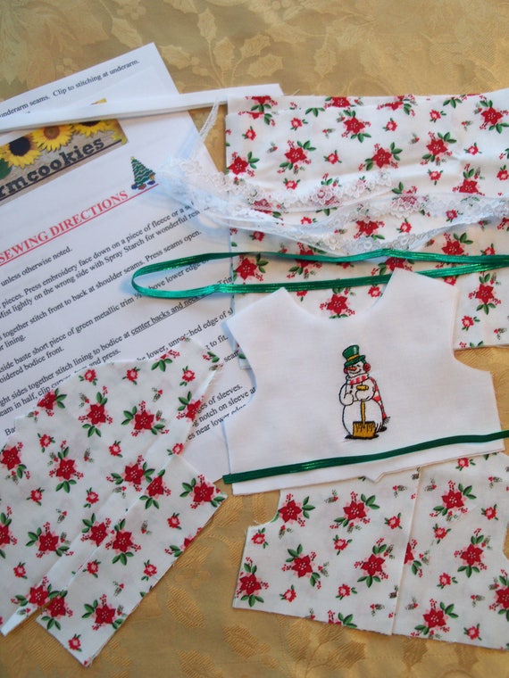 18" Size/ Complete SEWING KIT to Make Embroidered Christmas Dress for 18" American Girl Dolls