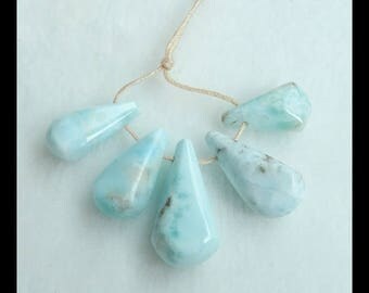 Sale 5 PCS Larimar Pendant Beads Set,22x11x8mm,16x9x7mm,8g(f0401)