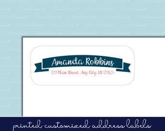 Handwritten Script Banner Flag Self-Adhesive Return Address Label