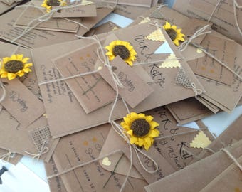 Rustic Wedding Invitations Handmade Sunflowers Custom Rustic Wedding Invitations Handmade Sunflowers Custom