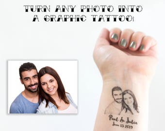 Photo Temporary Tattoo, Wedding Tattoo, Wedding Favors, Wedding Logo, Head Tattoo, Face Tattoo, Couple Tattoo, Bride Tattoo, Groom Tattoo