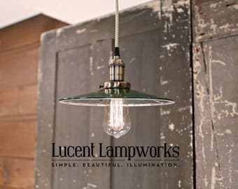 Green Metal Mirrored Shade Pendant Light - 10 Inch