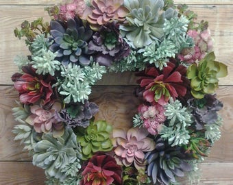 Succulent Wreath-Succulent Decor-Succulent Door Wreath-Faux Succulent Wreath-Succulents-Succulent Decoration-Summer Wreath-Spring Wreath
