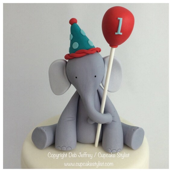 2 First Birthday Elephant Cake Topper By Cupcake Stylist On Etsy
