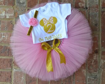 Oh Two-dles minnie mouse birthday outfit, Pink and gold minnie birthday outfit, pink gold 2nd birthday minnie mouse 2nd birthday