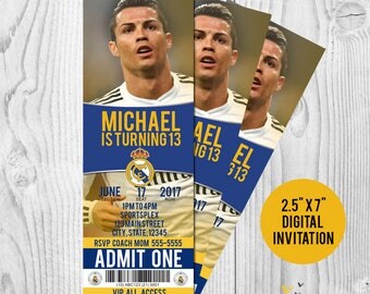 Cristiano Ronaldo Real Madrid Printable Birthday Invitation