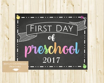 First Day of School Sign, Back to School Chalkboard Sign, 1st Day of School Sign, Preschool, INSTANT DOWNLOAD