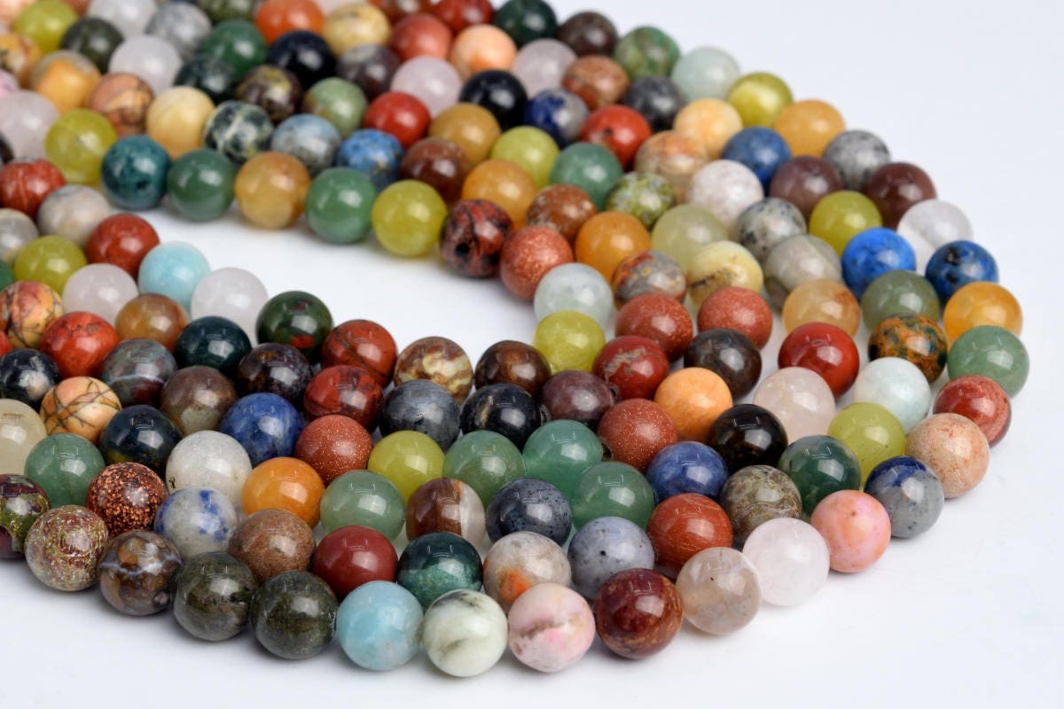 8MM Mixed Stone Beads Grade AAA Genuine Natural Gemstone Half Strand ...