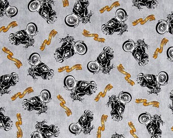 Quilting Treasures - Biker For Life Motorcycle Toss Gray