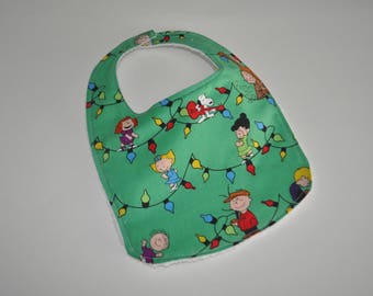 Charlie Brown Christmas baby bib, Snoopy Baby bib, Snoopy Bib, Peanuts baby bib, Charlie Brown baby bib, Peanuts bib, Charlie Brown bib