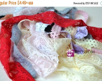 ON SALE Stretch Elastic LACE Sampler Bag - 5 to 20 Yards - diy Lace Headband Elastic - Grab Bag - Wholesale - Assortment Wide Narrow Flower