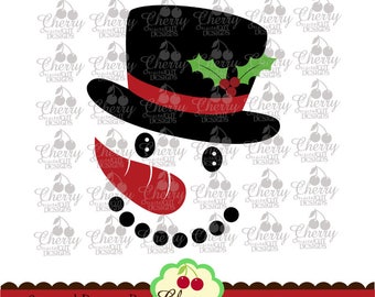 Christmas Snowman Face SVG DXF, Snowman Silhouette Cut Files, Cricut Cut Files CHSVG32 -Personal and Commercial Use