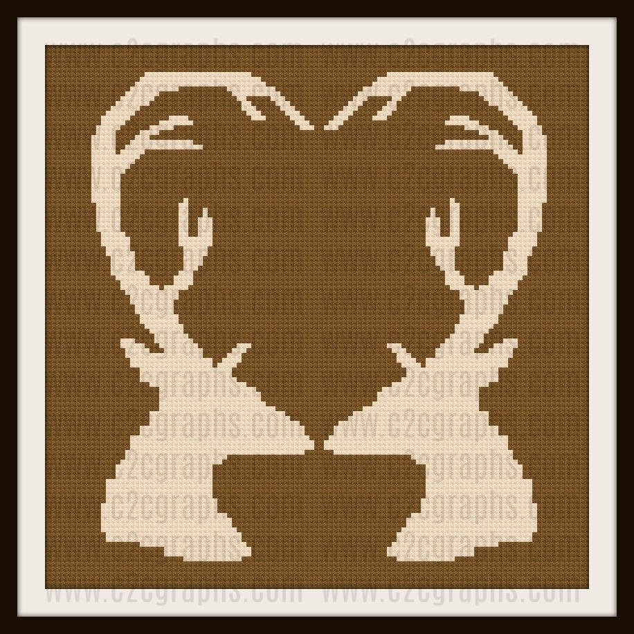 Deer Love Afghan, C2C Graph, Crochet Pattern, Deer Love graph, Deer