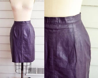 Purple Leather Skirt Etsy