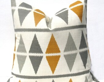 15% Off Sale GRAY YELLOW PILLOW,Decorative Pillow Covers , Burlap Pillow Mustard yellow Pillow - Designer Pillow Cover - Accent Pillow - Cu