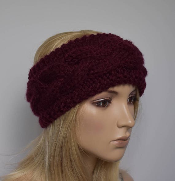 Download Cable Knit Headband Head Wrap Earwarmer Winter Burgundy