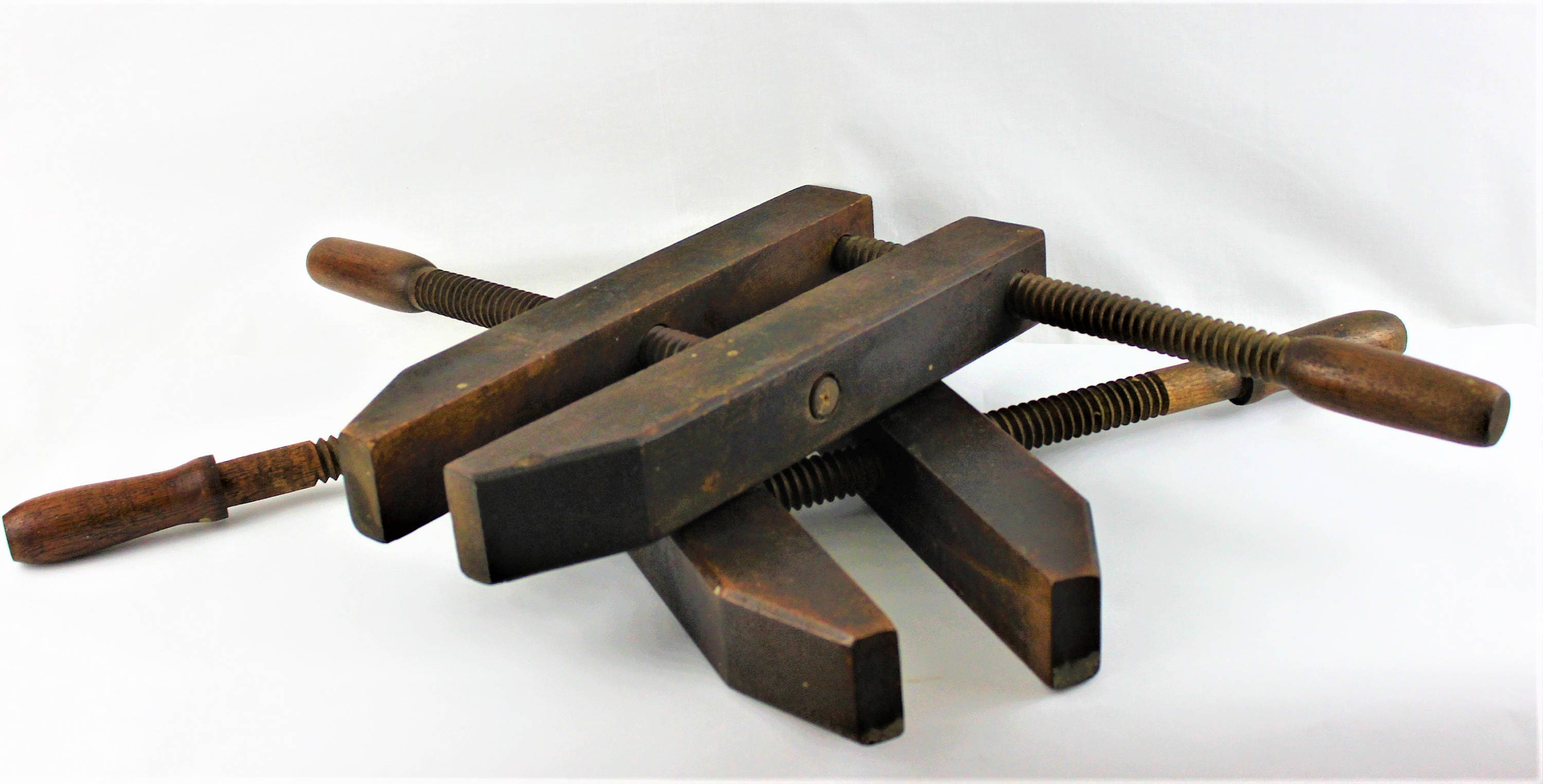 Antique Pair of Large 16 Wood Screw Clamps