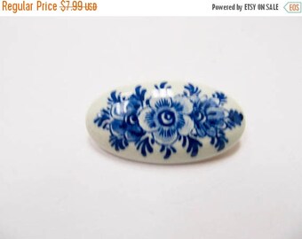 ON SALE DELFTS Blue and White Ceramic Floral Brooch Item K # 2502