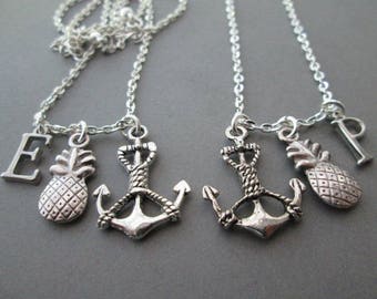 Reserved- (3) Tiny Pineapple, Initial/ Anchor Necklaces