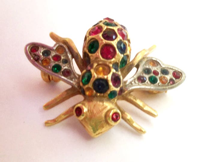 Rhinestone Insect Brooch - Bubble Bee - Colorful crystal - gold silver - wasp - Figurine pin