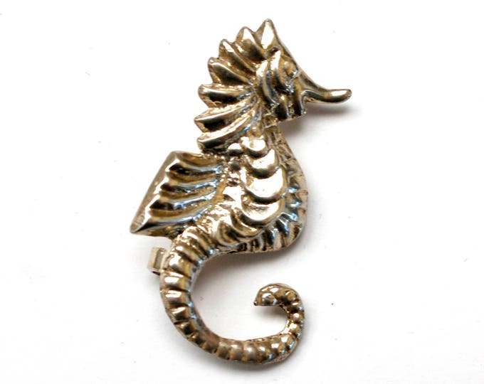 Silver sea Horse brooch - Silver plated - Figurine sea life pin
