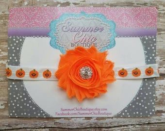 Orange Pumpkin Headband, Fall Headband, Infant Headband, Baby Headband, Newborn Headband, Girls Headband, Orange Baby Headband
