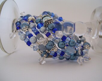 Shades of Blues Bracelet with Swarovski Accents