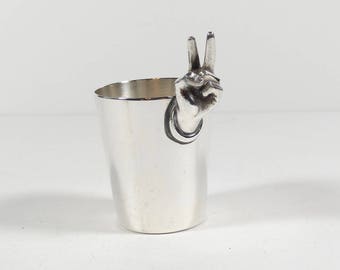Napier Two Finger Silver Plate Jigger Shot Glass 2 Ounces - Vintage Barware - Bar Measure