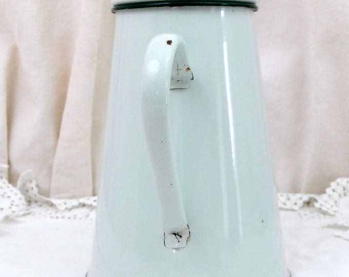Antique Gooseneck Kettle Pale Mint Green Enamelware Coffee Pot in Excellent Condition, Vintage Country Decor Enamel Cafetiere from France Antique Gooseneck Kettle Pale Mint Green Enamelware Coffee Pot in Excellent Condition, Vintage Country Decor Enamel Cafetiere from France