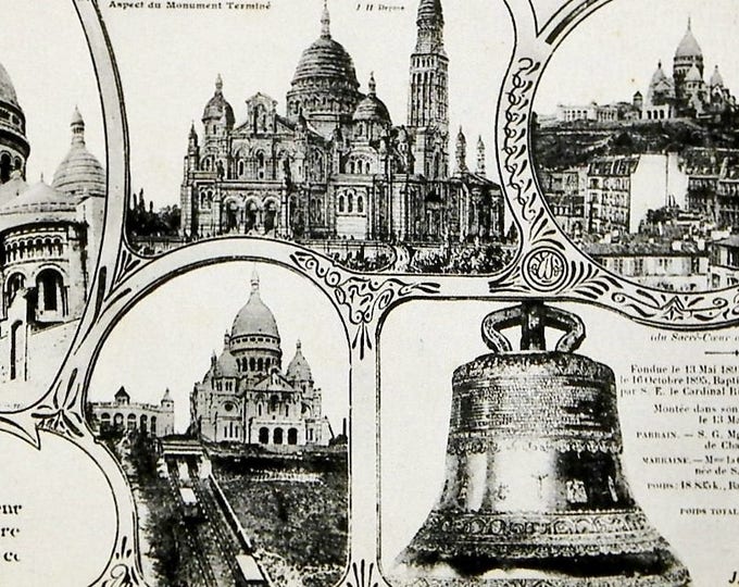 French Antique Black and White Unused Postcard The Sacré Coeur de Monmartre Paris, Vintage French Parisian Retro Home Interior Decor French Antique Black and White Unused Postcard The Sacré Coeur de Monmartre Paris, Vintage French Parisian Retro Home Interior Decor