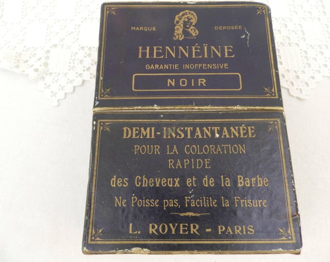 Antique French Box Originally Contained Hair and Beard Black Dye "Hennéine" by L.Royer Paris, Vintage Hair Styling From France, Collectible