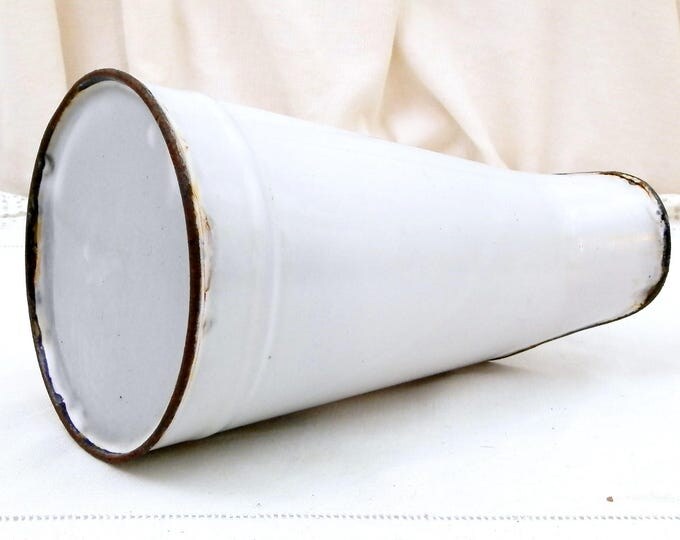 Small Antique French White Enamelware Pitcher, Chippy Enamel Jug / Vase, Cottage Farmhouse Kitchen, French Country Rustic Chic Retro Decor Small Antique French White Enamelware Pitcher, Chippy Enamel Jug / Vase, Cottage Farmhouse Kitchen, French Country Rustic Chic Retro Decor