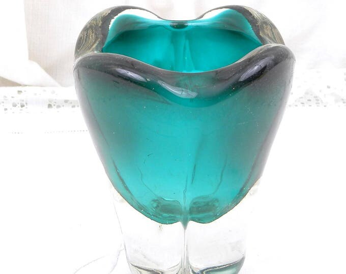 Vintage Whitefriars / Powell Glass Molar Vase No 9411 Designed by William Wilson, Mid Century Green Glass Encased Vase.