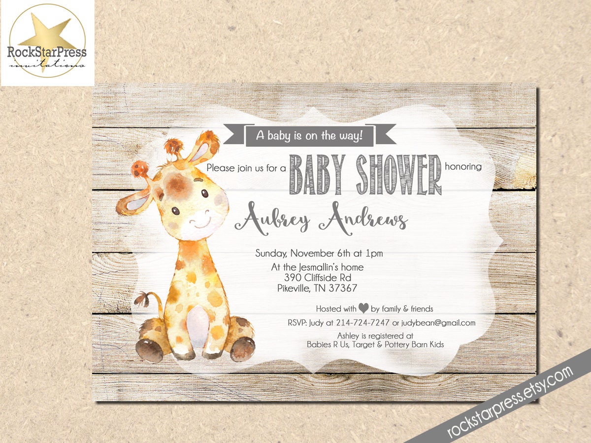 Giraffe Baby Shower Invitations 3