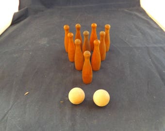 Mini Wooden Bowling Balls and Bowling Pins