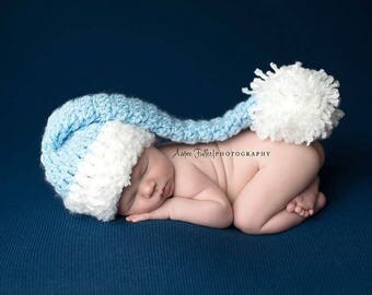Baby Boy Hat Crochet Newborn Baby Girl Or Boy Christmas Elf Hat Santa Hat Diaper Cover Stocking Cap MORE Colors pink red purple blue