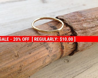 SALE 20% OFF Stacking rings, gold ring, thin gold ring, above knuckle ring, hammered ring, simple ring, gold knuckle ring- RB1